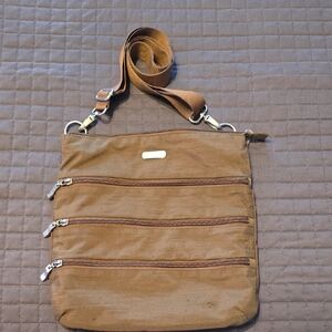 Baggallini Tan Crossbody Bag with Silver Accents